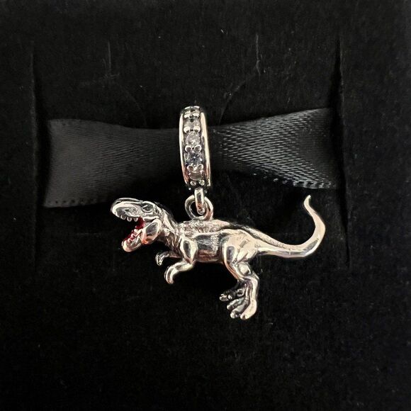 T-Rex Dinosaur S925 Sterling Silver, Pandora Moments Compatible Charm - Picture 2 of 10